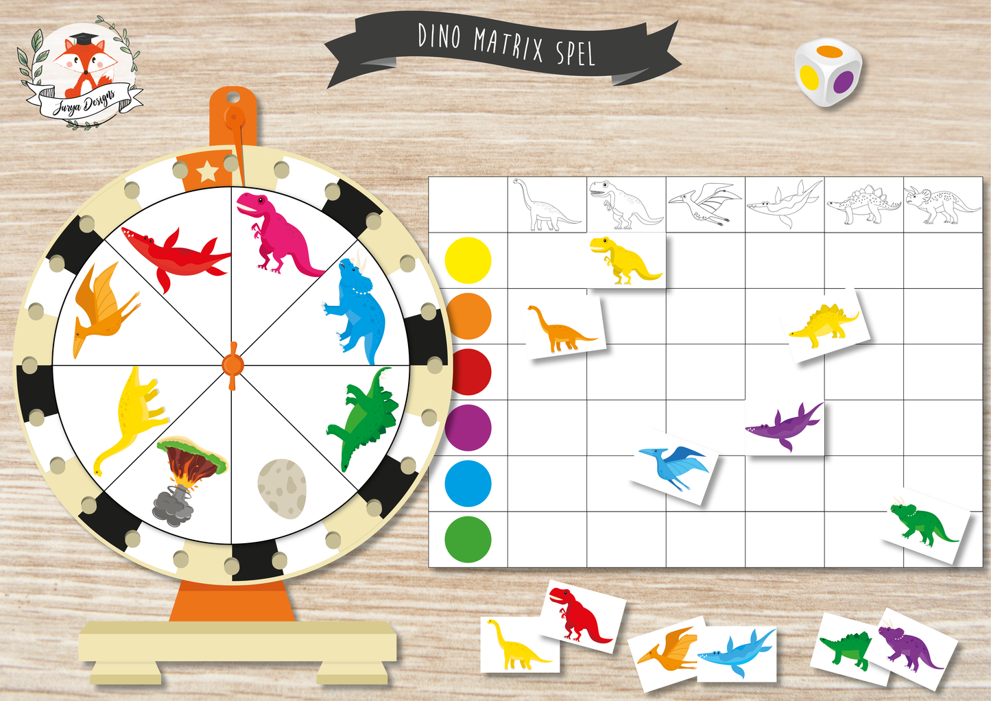 Dino Matrix Spel - Juf Surya Designs