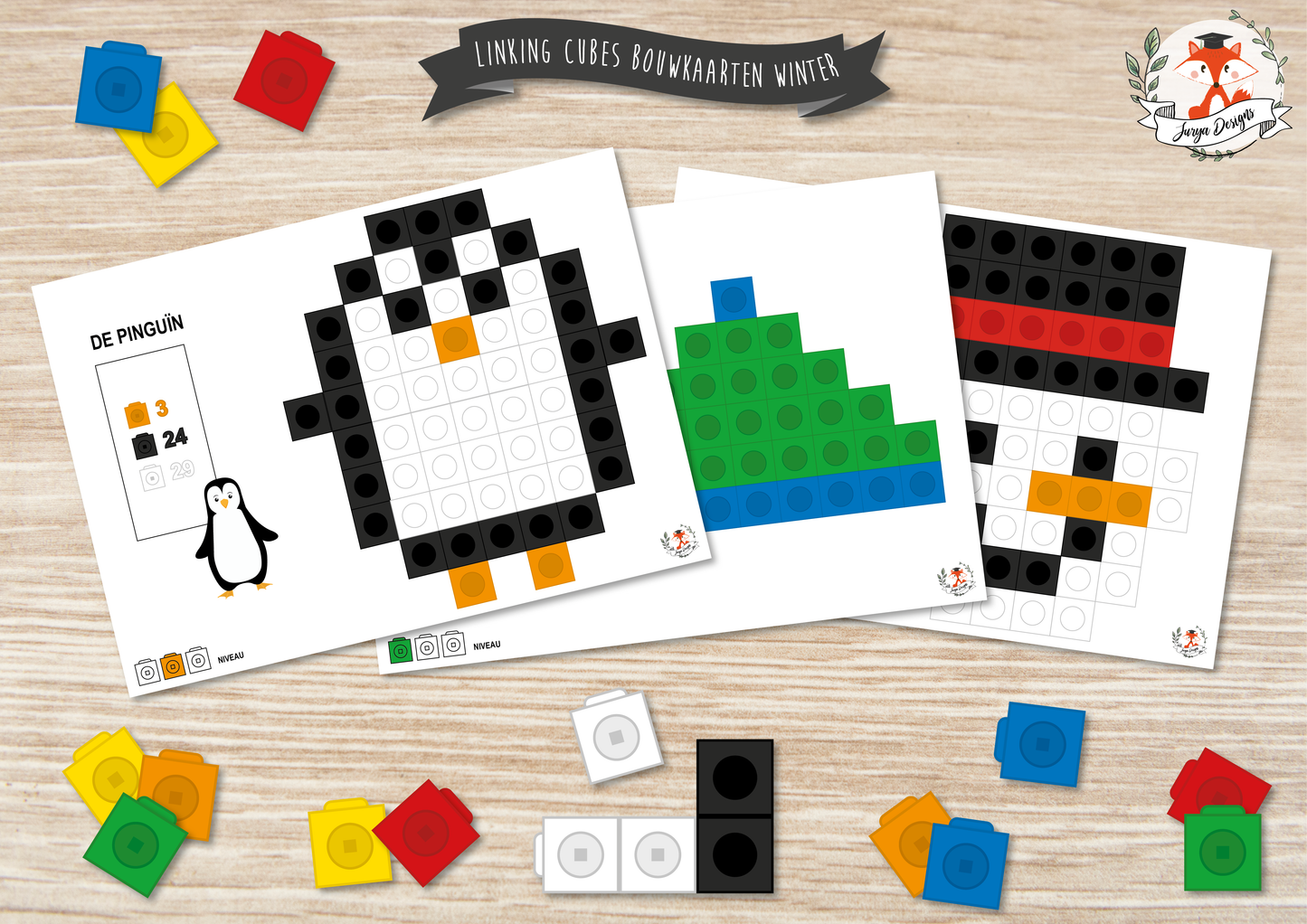 Lier des cubes de cartes de construction d'hiver