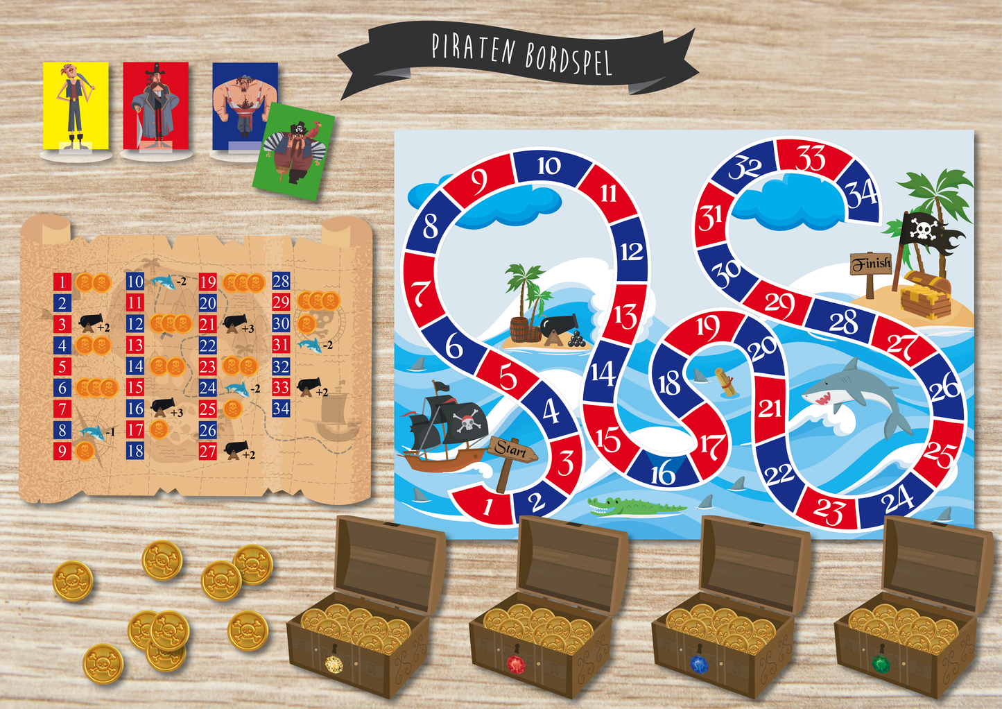 Piraten Schat Bordspel - Juf Surya Designs
