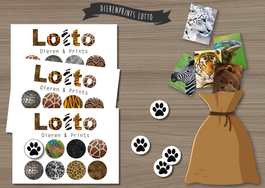 Dierenprints Lotto - Juf Surya Designs