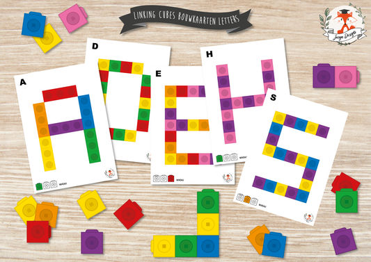 Linking Cubes Building Cards Letters