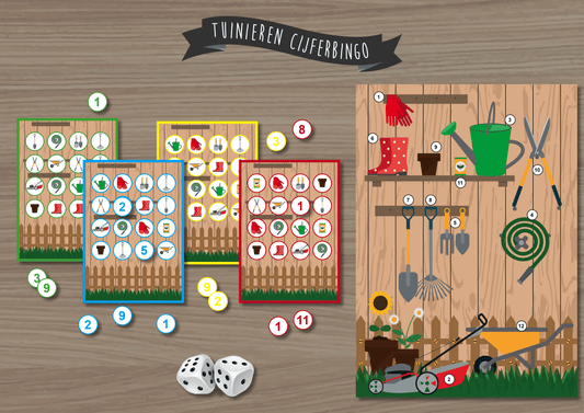 Tuinieren Cijfer Bingo - Juf Surya Designs